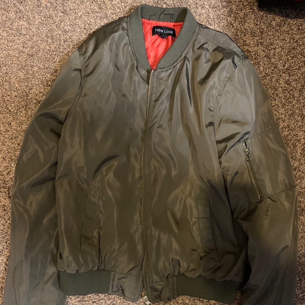 Green bomber style jacket